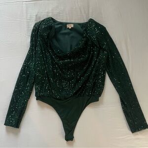 Camila Coelho Long Sleeve CeCe Sequin Bodysuit purchased from Revolve